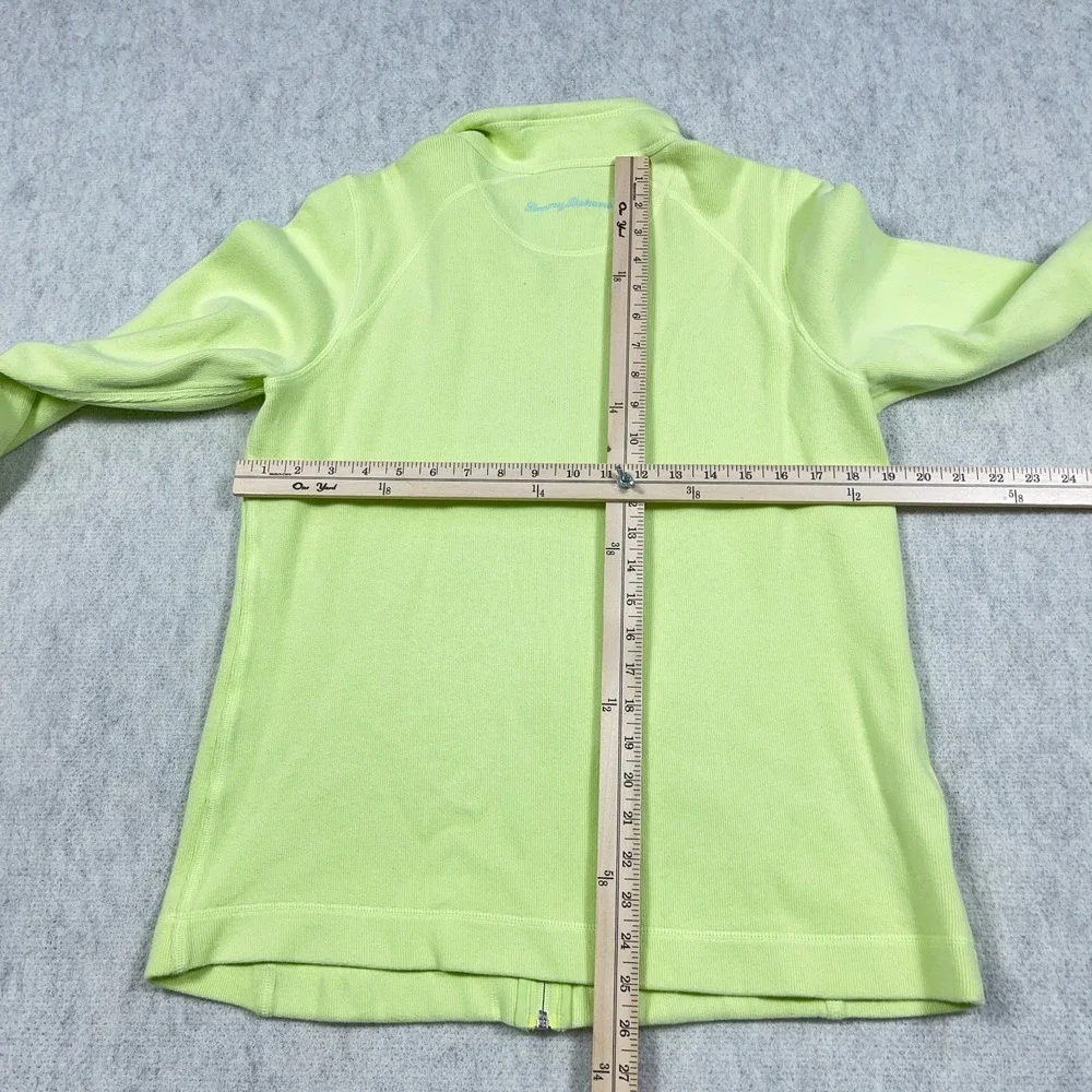 Tommy Bahama Sweater Women‎ Large Green Full Zip Jacket Relax Neon Marlin *